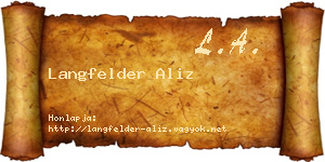 Langfelder Aliz névjegykártya